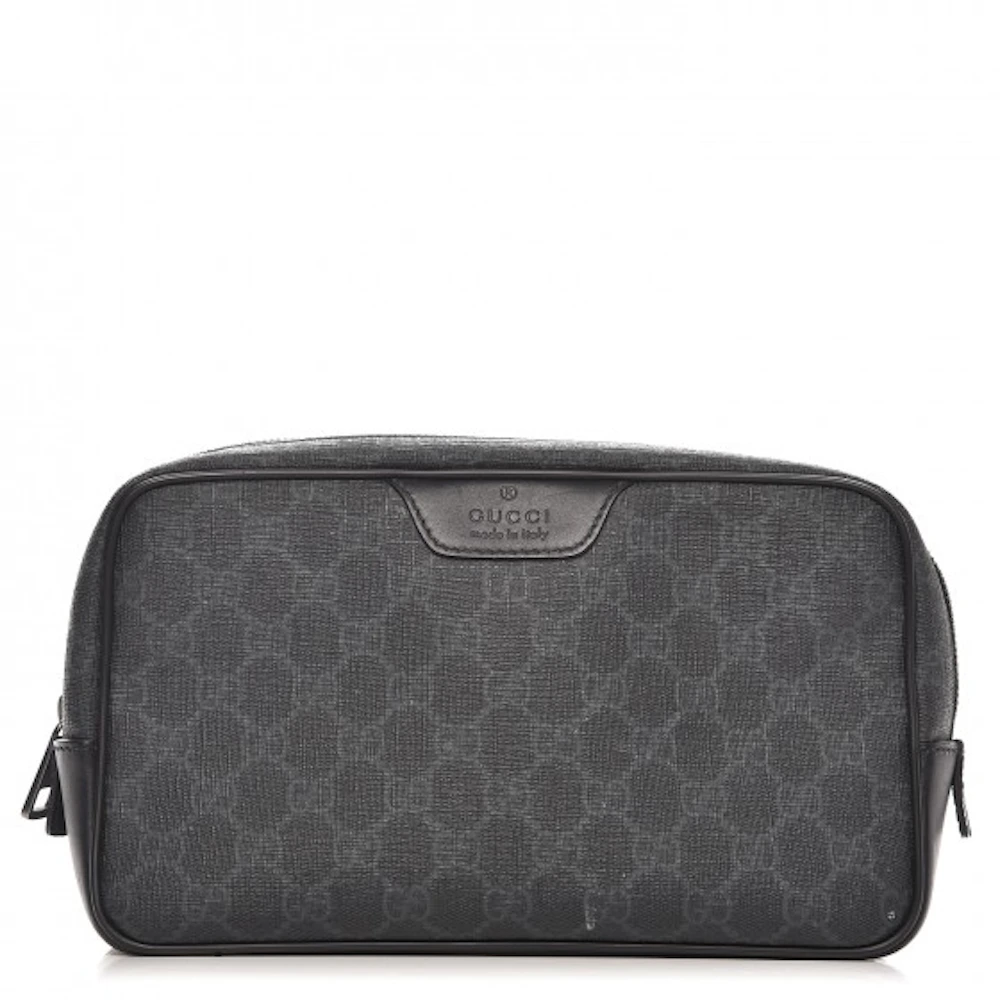 Gucci - Men - Leather-trimmed Monogrammed Coated-canvas Wash Bag Gray
