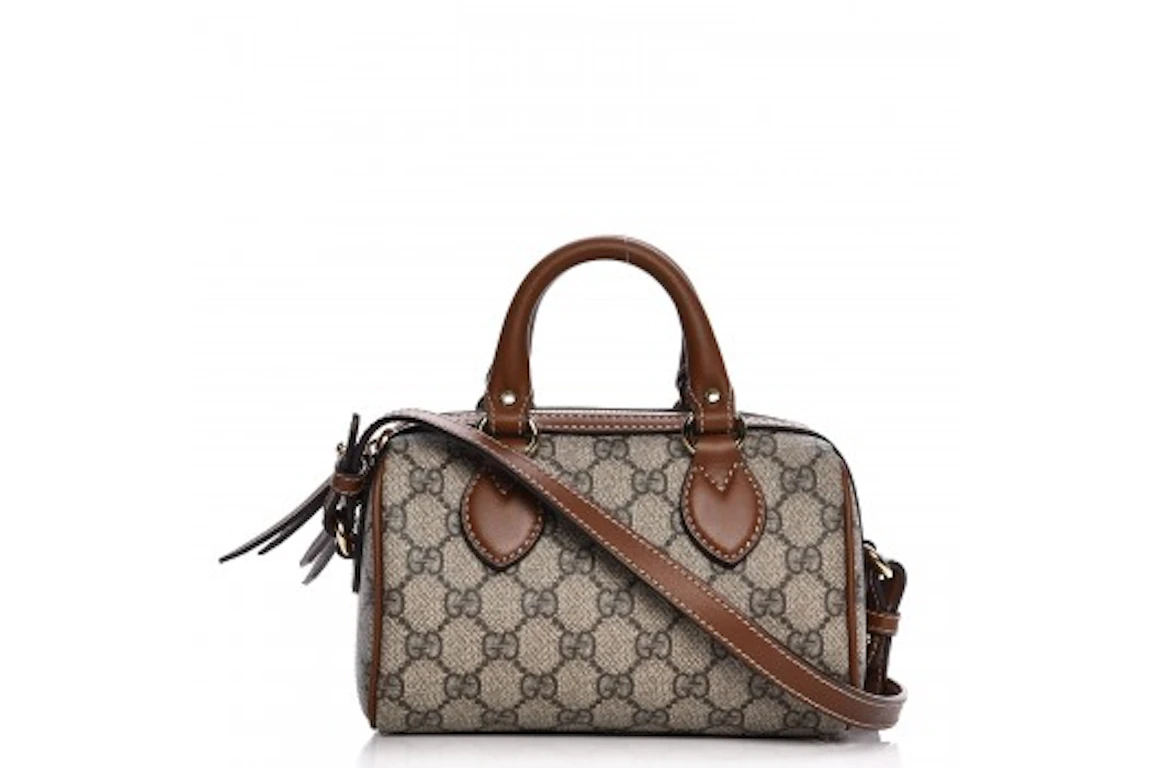 Gucci Boston Bag Top Handle GG Supreme Monogram Mini Brown/Cognac
