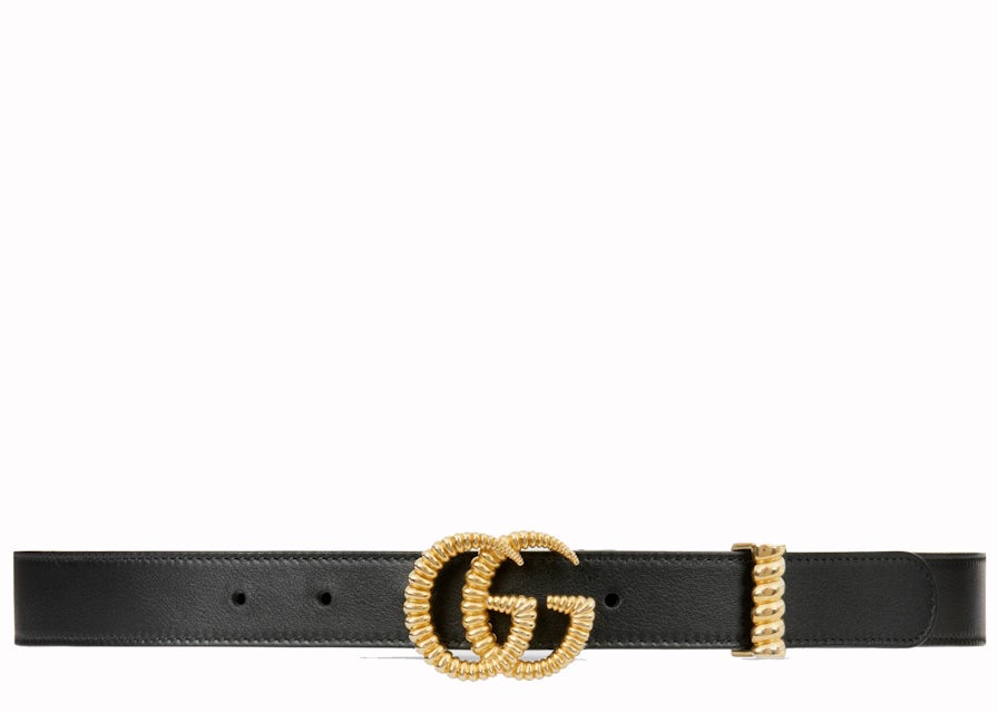 Gucci Double G Wide Leather Belt Pearl Buckle 1.5 Width Black in