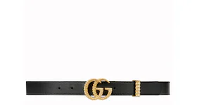 Gucci Torchon Double G Buckle Leather Belt 1W Black