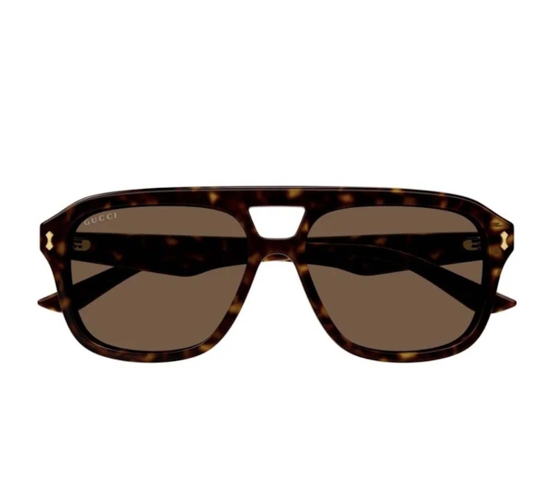 Gucci Tortoise Square Frame Sunglasses Dark Havana/Brown (GG1263S-006 ...