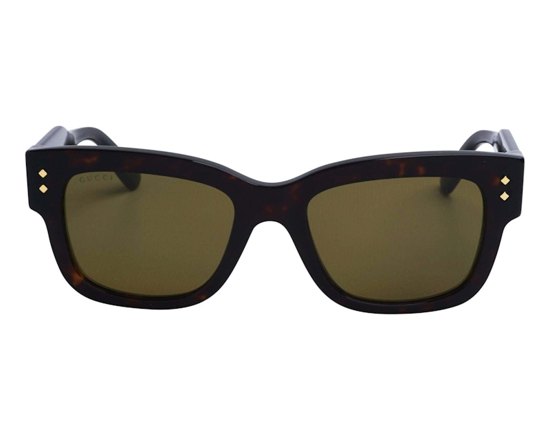 Pre-owned Gucci Tortoise Square Frame Sunglassesfr) In Havana/green (gg1217s/002