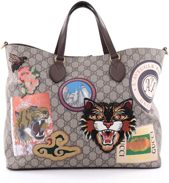 GG mini leather-trimmed printed coated-canvas tote