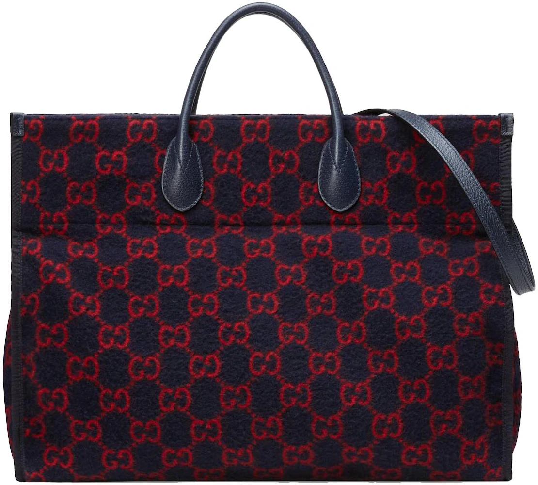 Vintage Gucci Africa Mignon Excellent Blue Red Tote Shoulder Bag