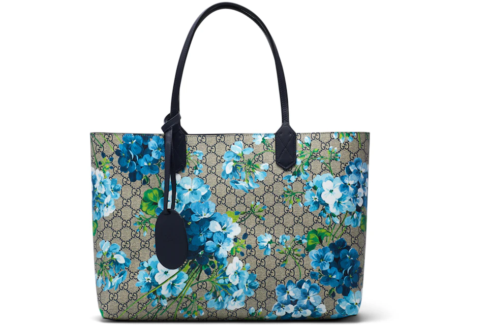 Gucci Reversible Tote GG Blooms Medium Beige/Blue