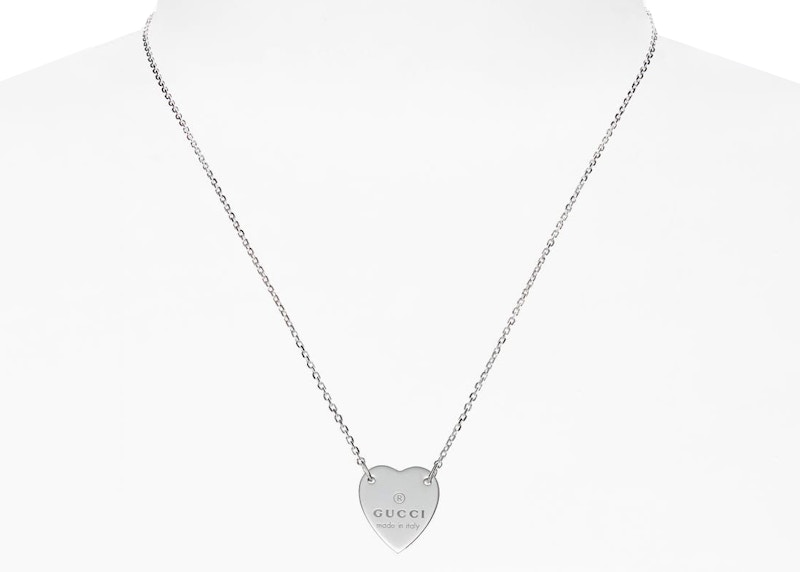 Gucci Trademark Heart Necklace Silver In 925 Sterling Silver - US