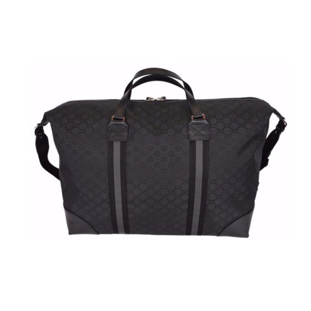 Vintage GUCCI Black Canvas GG Soft Duffle Bag Travel Bag Stripe Handle  Italy | eBay