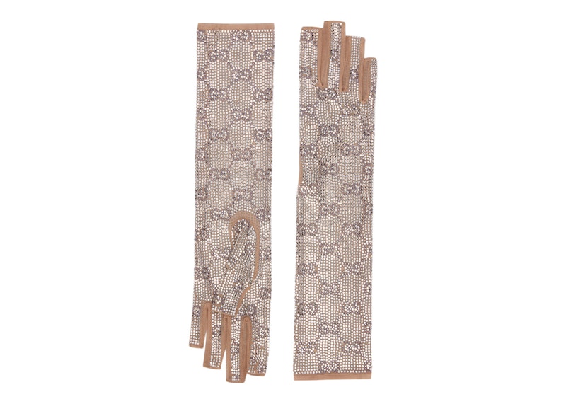 Gucci Tulle Crystal GG Motif Gloves Powder Pink - SS22 - US