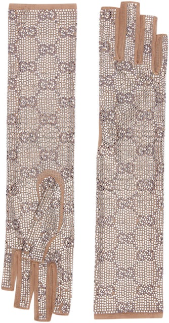 Gucci Tulle Crystal GG Motif Gloves Powder Pink - SS22 - US
