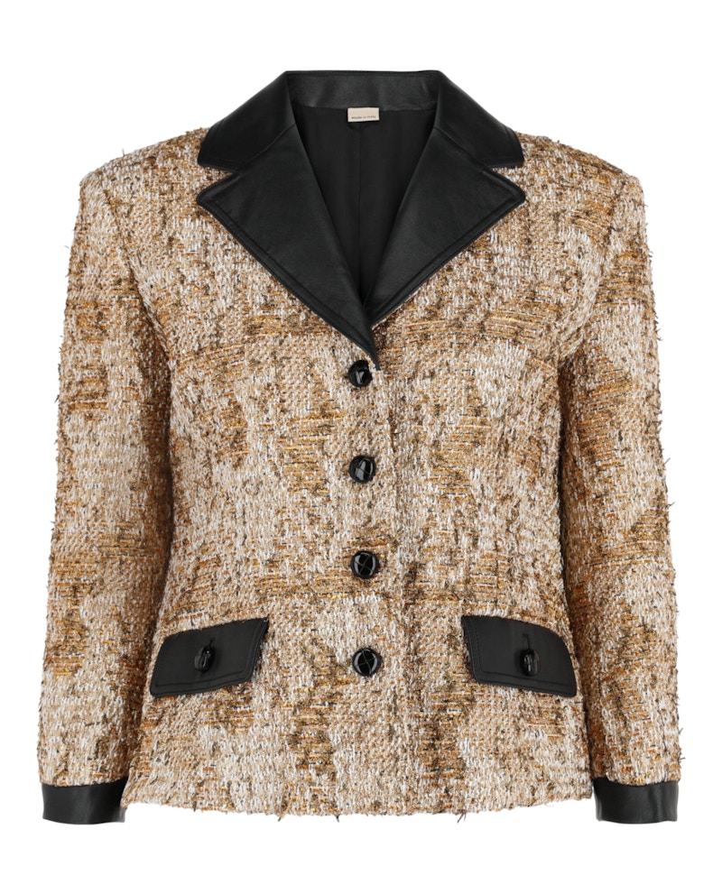 Gucci Tweed Patterned Blazer Gold