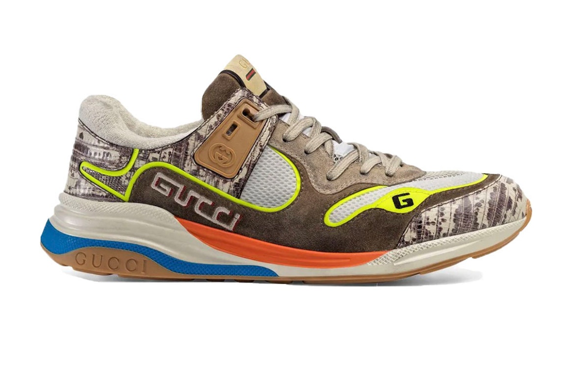 Pre-owned Gucci Ultrapace Snakeskin In Brown/yellow/orange