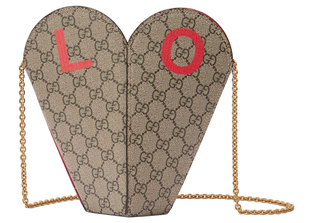 Pre-owned Gucci Valentine's Day Heart Bag Small Beige/ebony