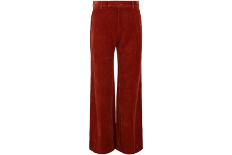 Gucci Velvet Flared-Leg Pants Red Hombre US