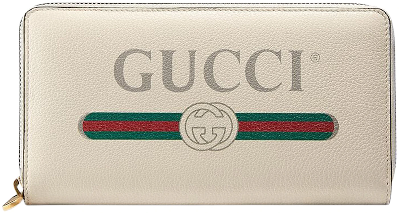 Gucci Vintage Logo (12 Card Slots) Zip Around Wallet White/Multi in ...