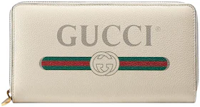 Gucci Vintage Logo (12 Card Slots) Zip Around Wallet White/Multi
