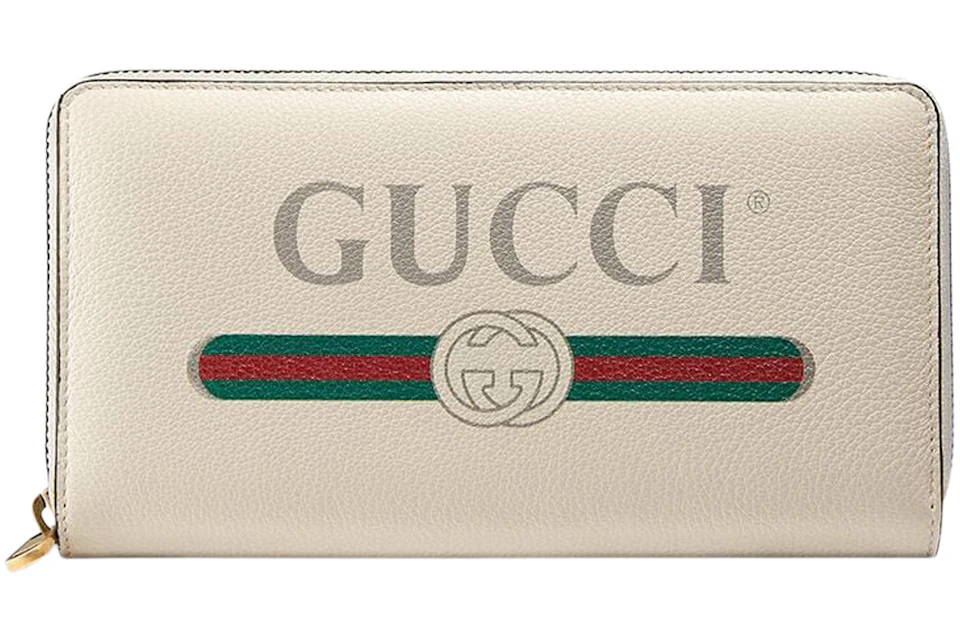 Gucci Vintage Logo (12 Card Slots) Zip Around Wallet White/Multi