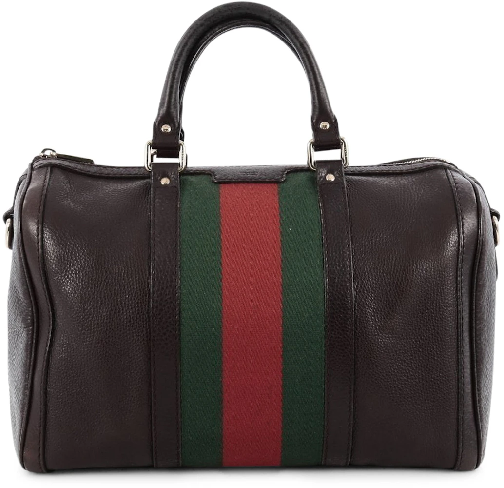 Gucci Red Leather Vintage Web Medium Joy Boston Bag w/Shoulder