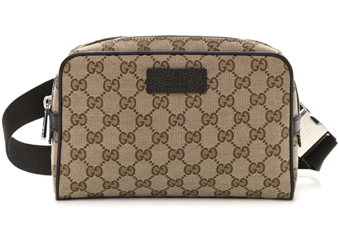 Ceinture Gucci GG Supreme toile petit format beige noir de la