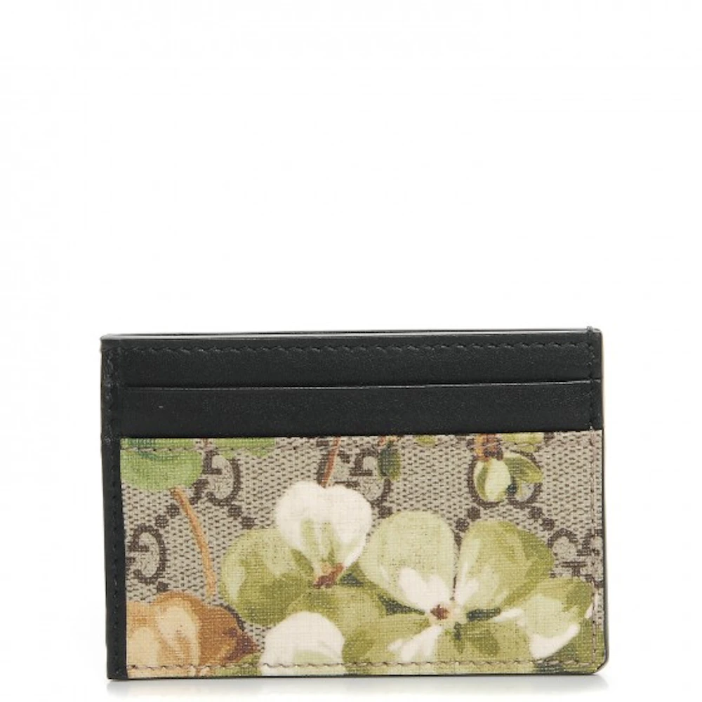 GG Marmont card case wallet in white leather and GG supreme