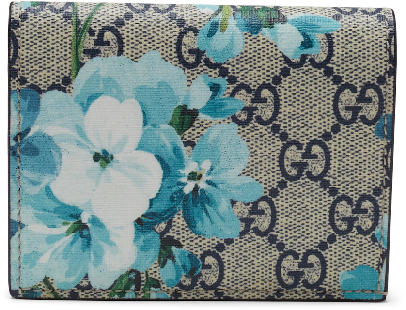 Sædvanlig udpege mor Gucci Card Case Wallet Blooms GG Supreme Blue/Beige/Red