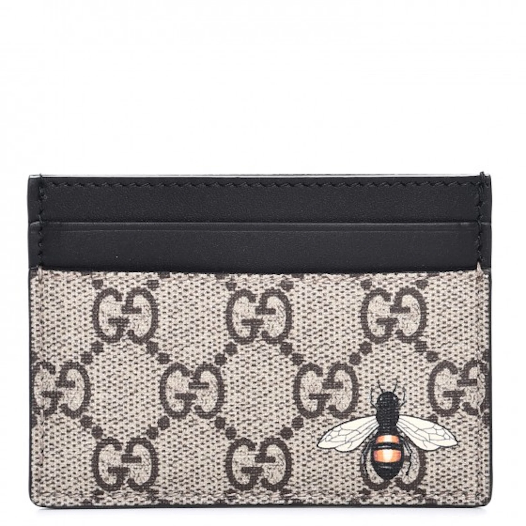Gucci Card Case GG Supreme Bee Print Black/Beige in Canvas Leather - US