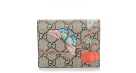 Gucci Card Case Wallet Monogram GG Supreme Tian Print Brown/Beige/Pink/Blue