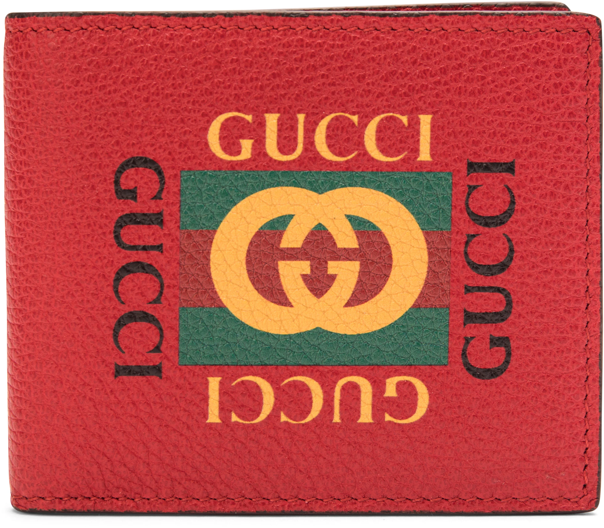 Gucci Logo Bifold Wallet Red in Calfskin - US