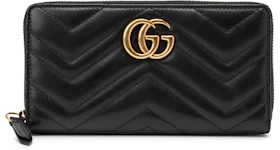 Gucci GG Marmont Wallet Zip Around Matelasse Black