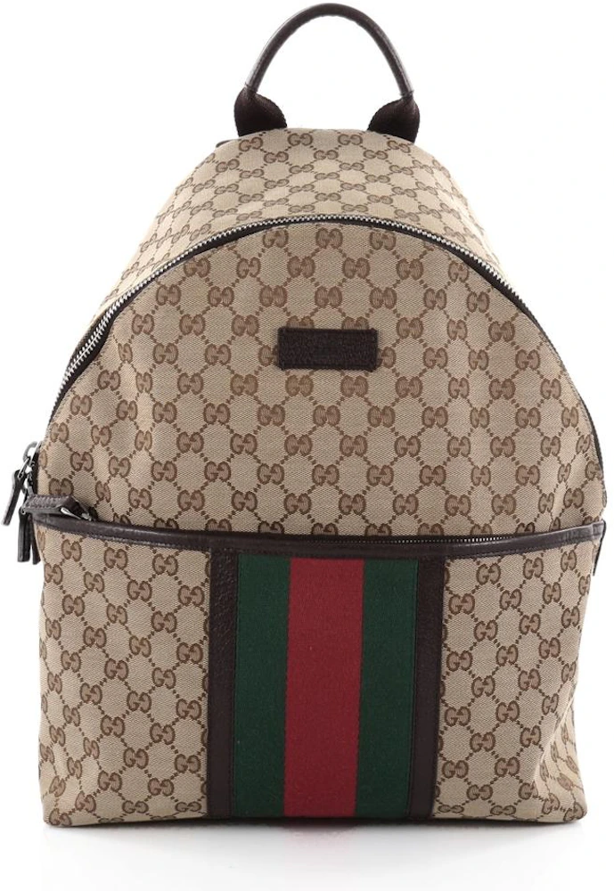 Omkreds død Zeal Gucci Web Backpack GG Web Stripes Medium Brown/Green/Red - US