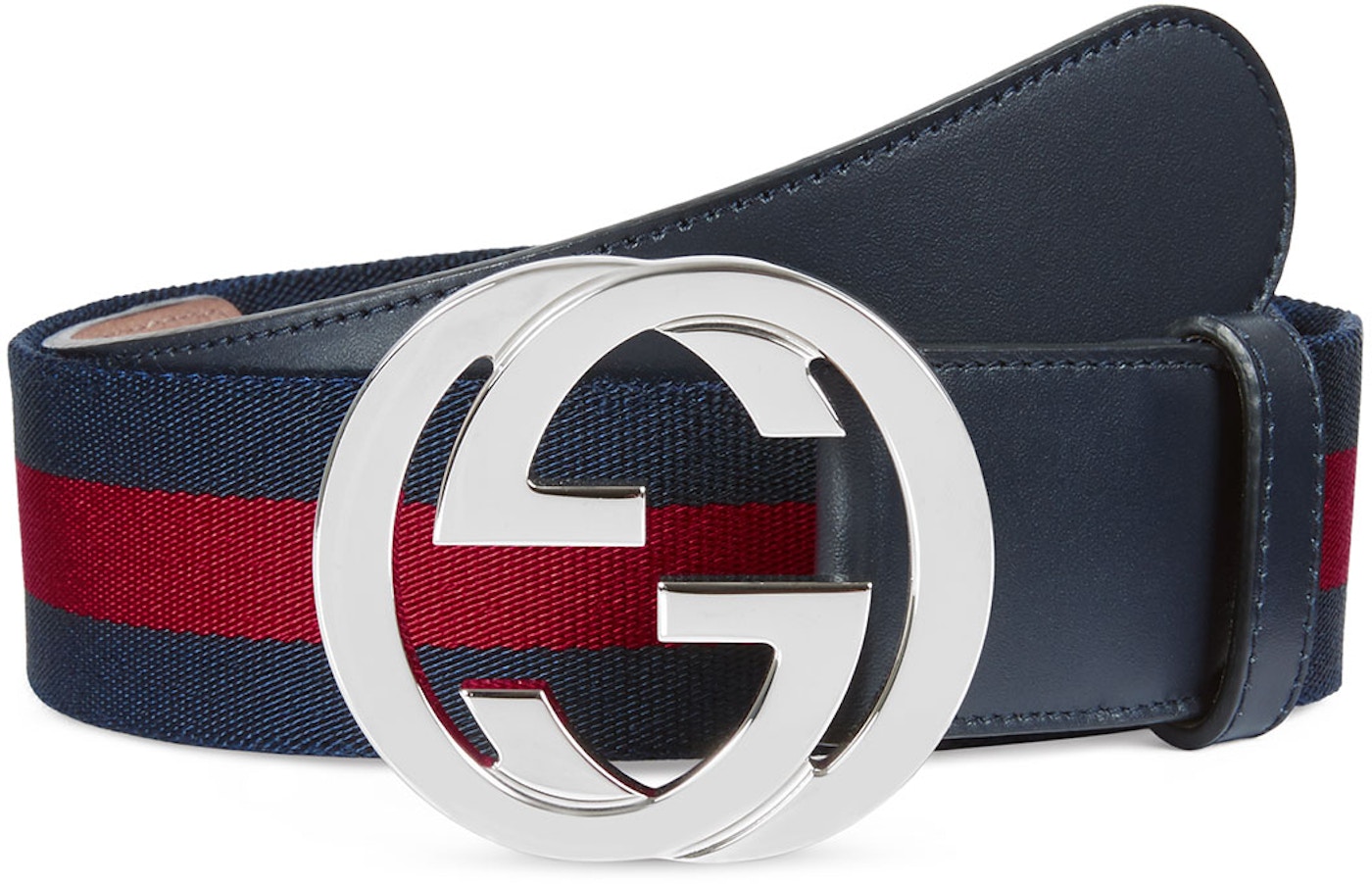 lancering håber Universitet Gucci Web Belt Palladium G Buckle 1.5 W Blue/Red in Leather with  Palladium-tone