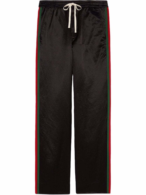 Pre-owned Gucci Web-panel Track Pants Black/red/green