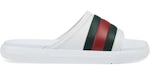 Sandalia Gucci Web Slide, color blanco, verde y rojo