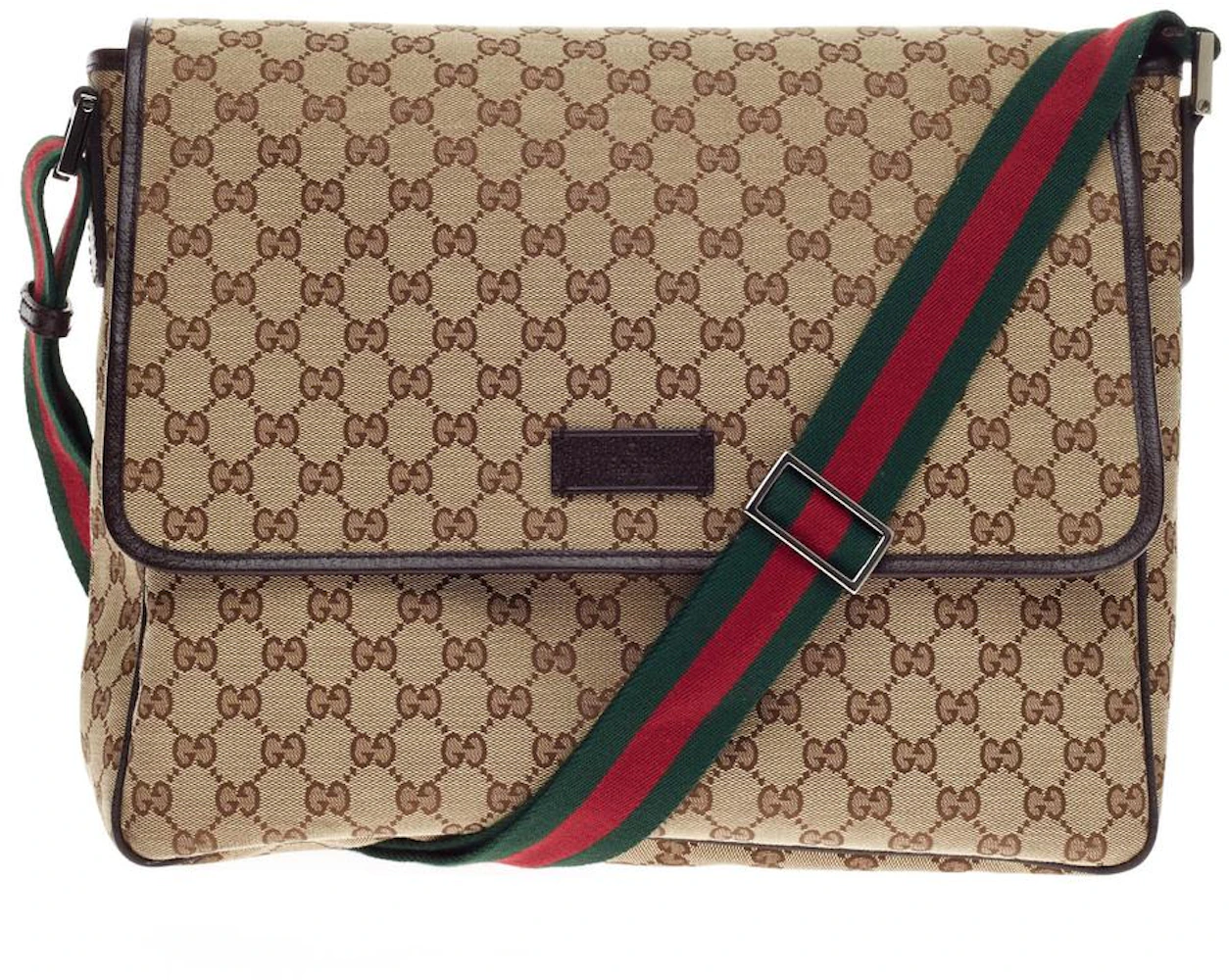 Gucci White/Navy Blue GG Canvas and Leather Medium Vintage Web