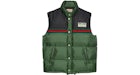 Gucci Web-Stripe Padded Down Gilet Ivy Green/Navy Blue/Red