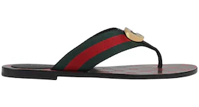 Gucci Web Thong Sandal Black Leather