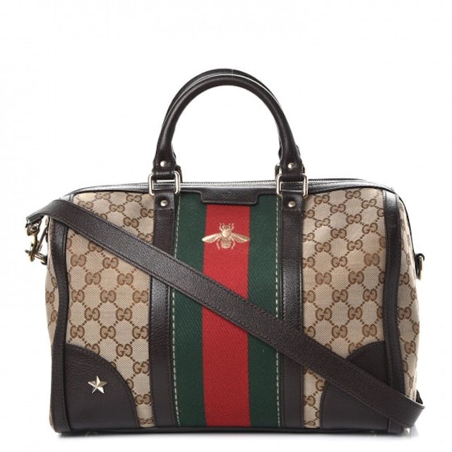 Gucci Vintage Web Boston Bag in Brown