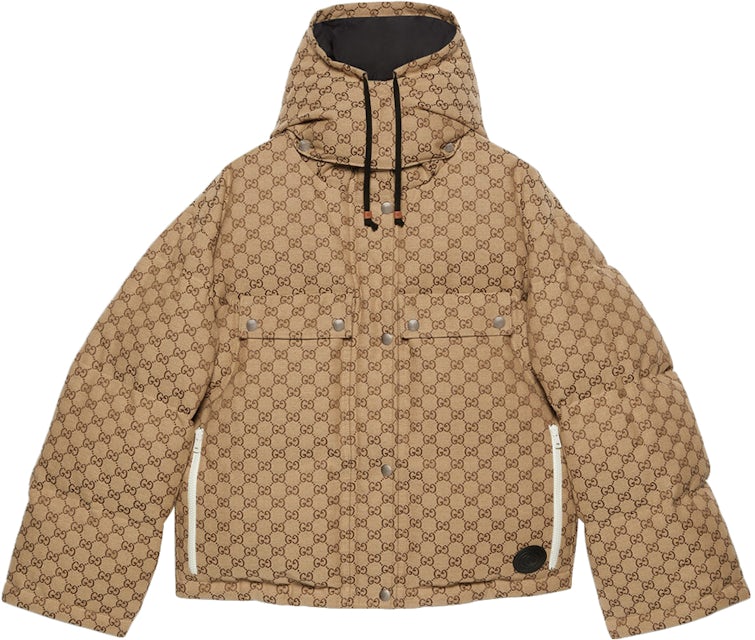Gucci Gg Cotton Canvas Puffer Jacket In White