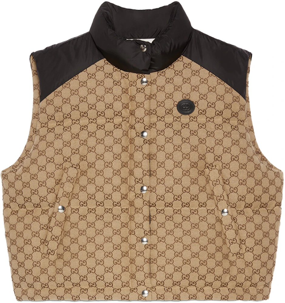 Gucci Women's GG Cotton Canvas Puffer Vest Camel/Brown - SS23 - US