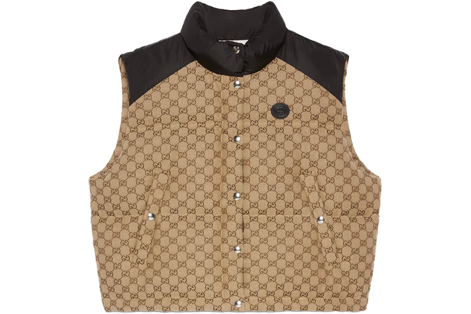 Gucci Women's GG Cotton Canvas Puffer Vest Camel/Brown - SS23 - US