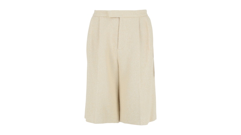 Gucci Women's High Rise Tweed Shorts White