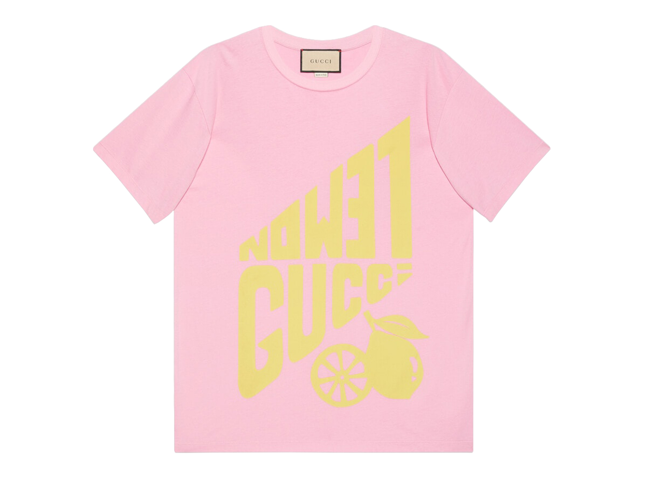 Gucci Women's Lemon Gucci Print T-Shirt Pink/Yellow