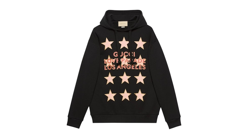 Pre-owned Gucci Womens Love Parade Logo Cotton Jersey Sweatshirt In Black