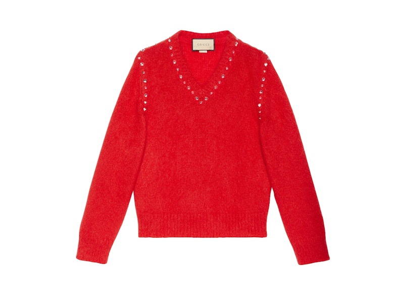 Gucci Women#39;s Mohair With Studs Sweater Red