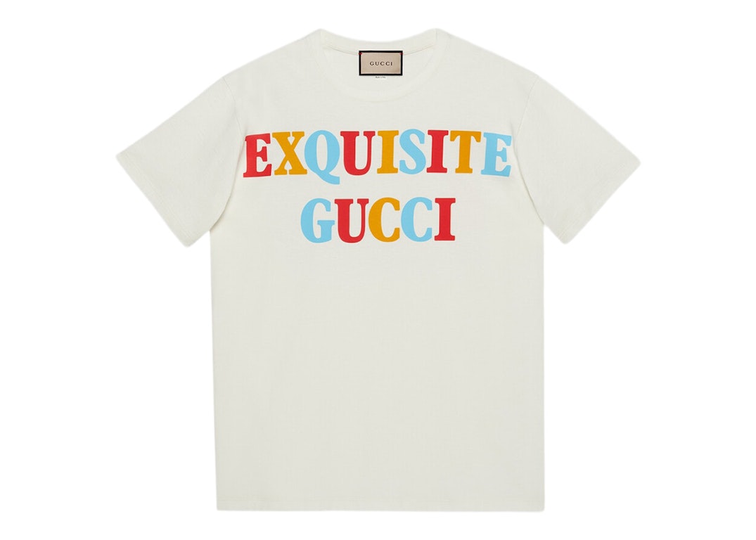 Pre-owned Gucci Women's Oversized Exquisite  Heavy Cotton Jersey T-shirt Off White/multi