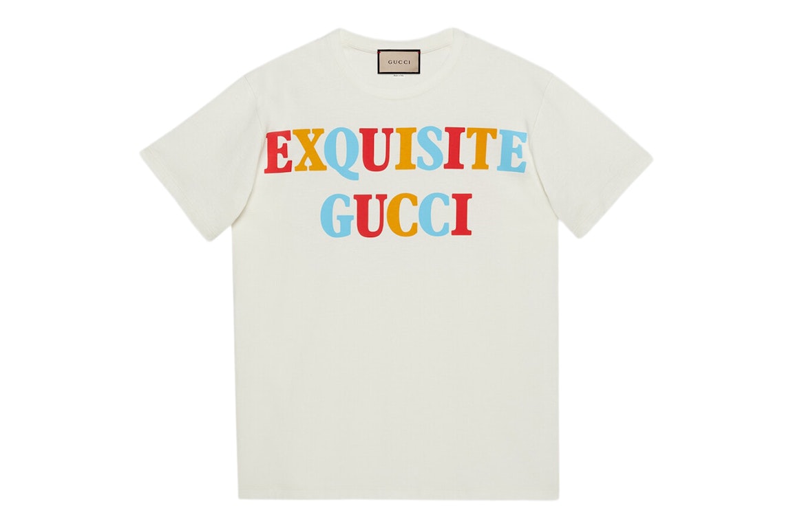 Pre-owned Gucci Women's Oversized Exquisite  Heavy Cotton Jersey T-shirt Off White/multi