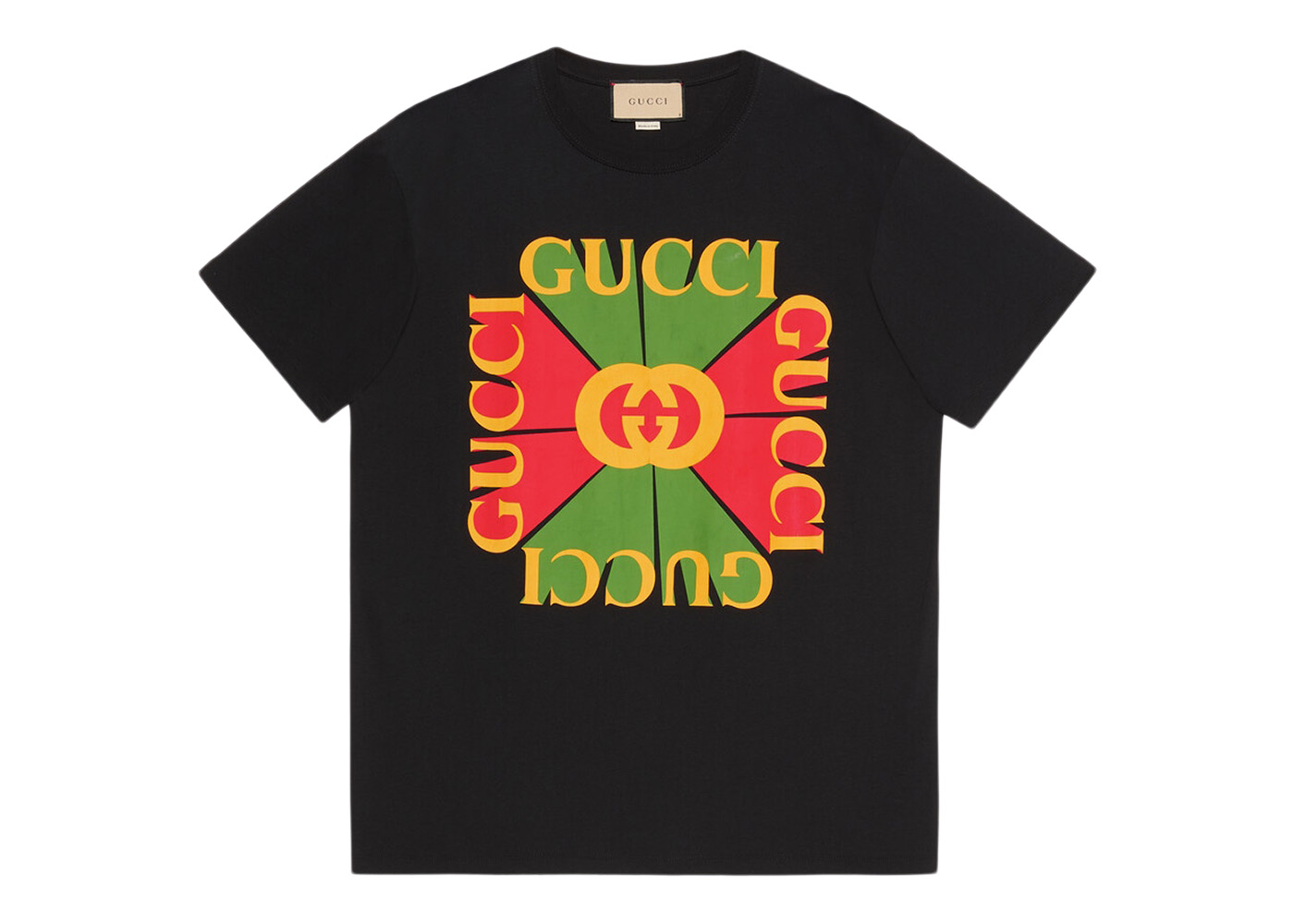 Gucci Women's Oversized Vintage Logo Print T-Shirt Black/Green/Red