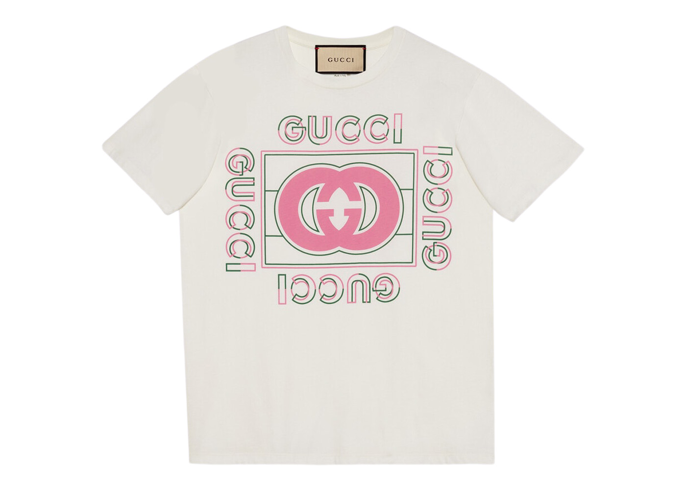 Gucci Women's Oversized Vintage Logo Print T-Shirt Off White/Pink 