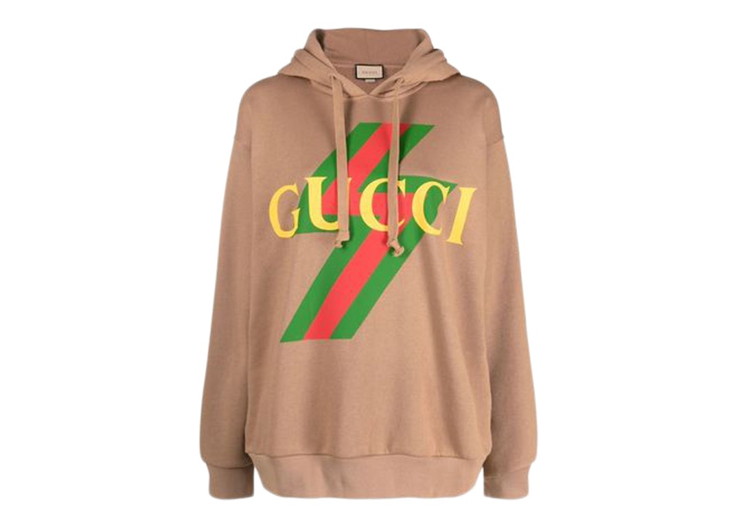 Pre-owned Gucci Women's Vintage Logo Hoodie Camel/red/green/yellow