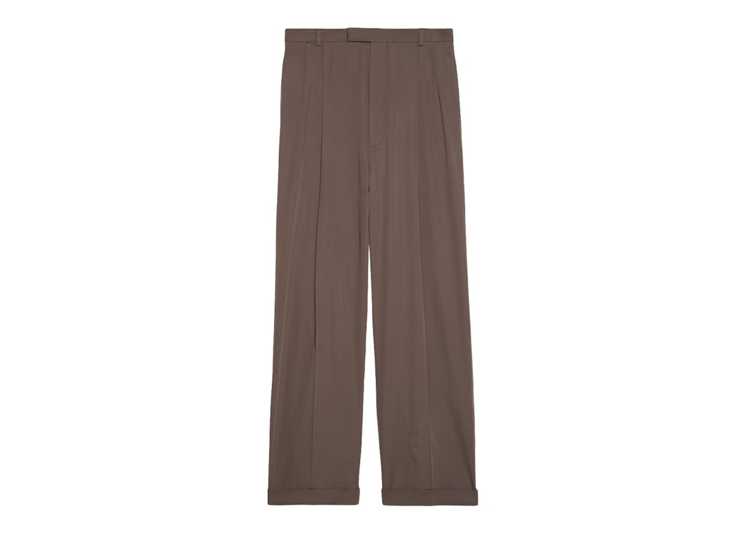Pre-owned Gucci Wool  Label Trousers Dark Brown