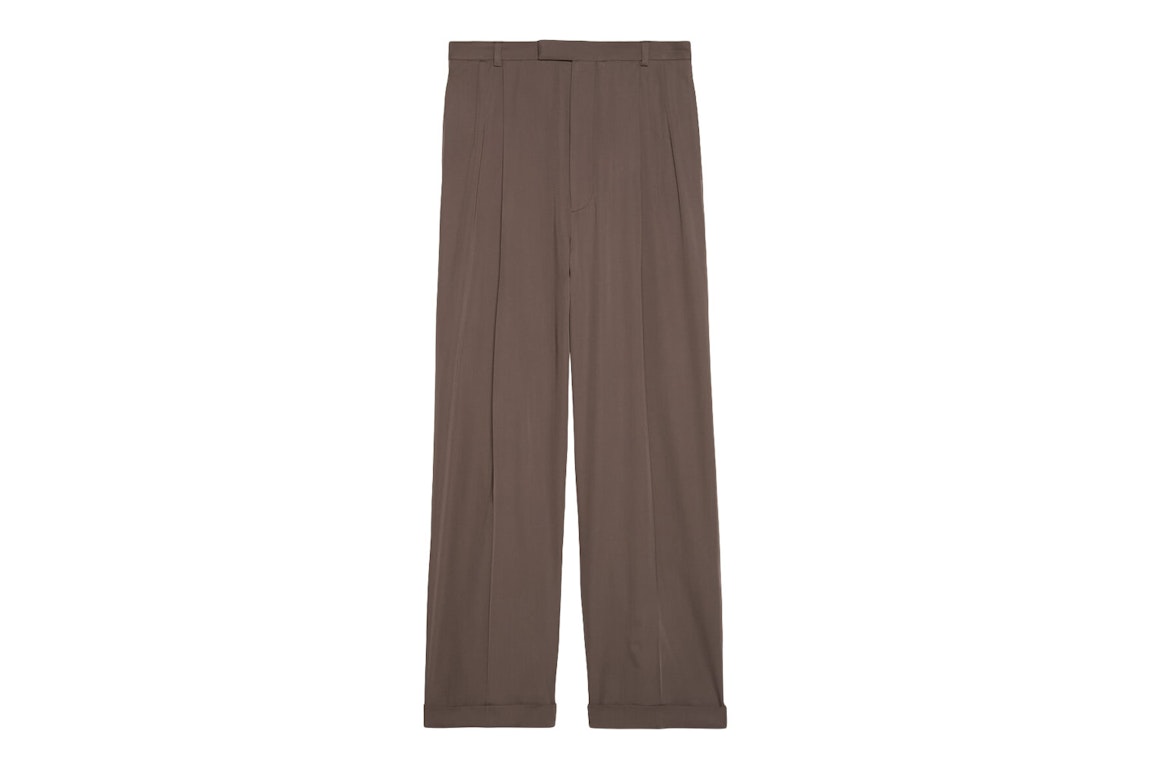 Pre-owned Gucci Wool  Label Trousers Dark Brown